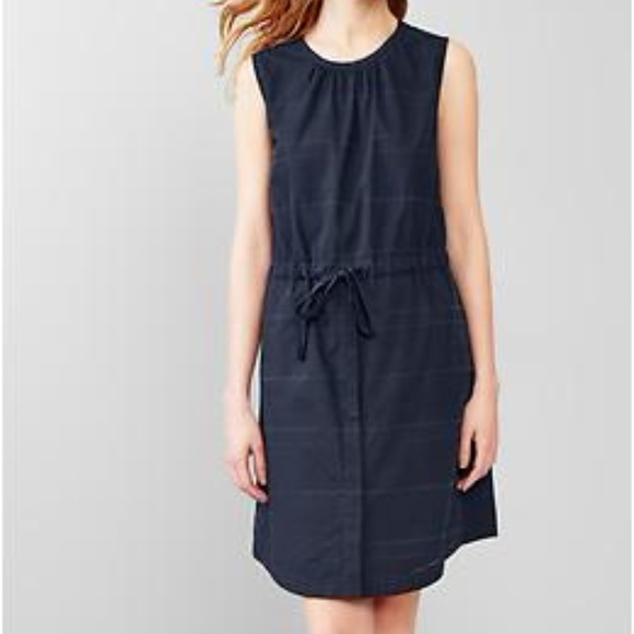 GAP Dresses & Skirts - GAP Navy Burnout Stripe Tie Waist Cotton Dress L
